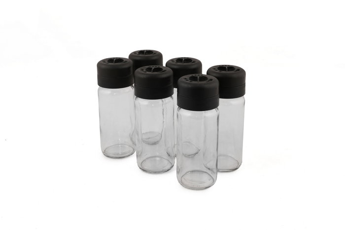Hermia Juego de 6 tarros de especias de cristal transparente de 245 ml